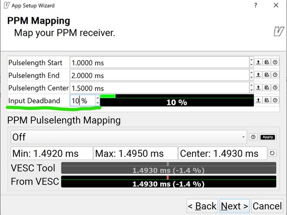 Change the input deadband value from 15% to 10%