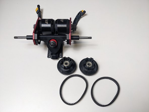 With your rear-truck, gather your wheel pulleys, belts, and skate tool.