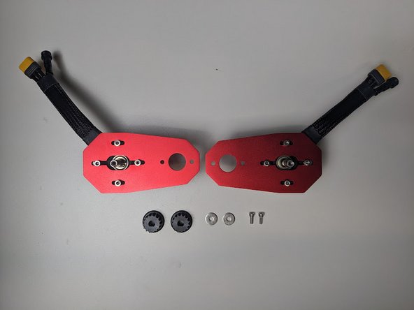 Gather the motor pulleys, remaining motor hardware, allen wrench, Loctite, and assembled motor mount assembly.