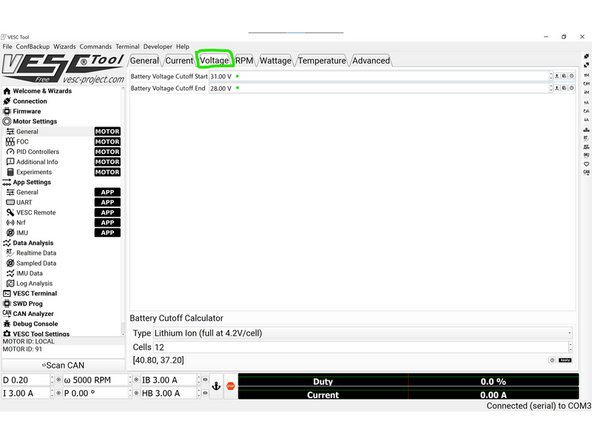 Then navigate to the Voltage tab at the top of the screen