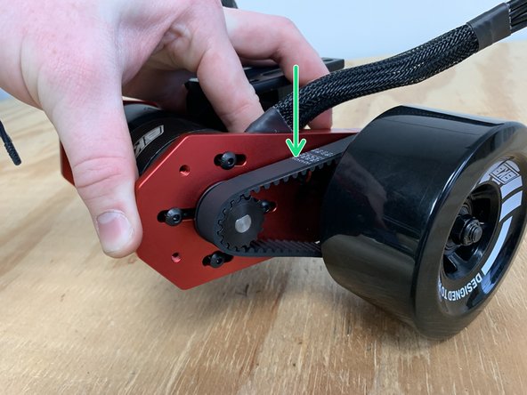 Now it is time to tension the belt. Pull back on the motor until the there is decent tension in the belt