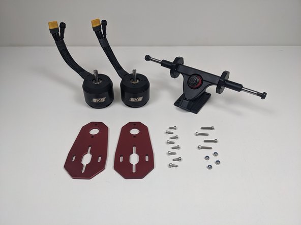 Gather your allen wrench, motors, motor mount plates, Loctite, motor hardware, and rear truck.
