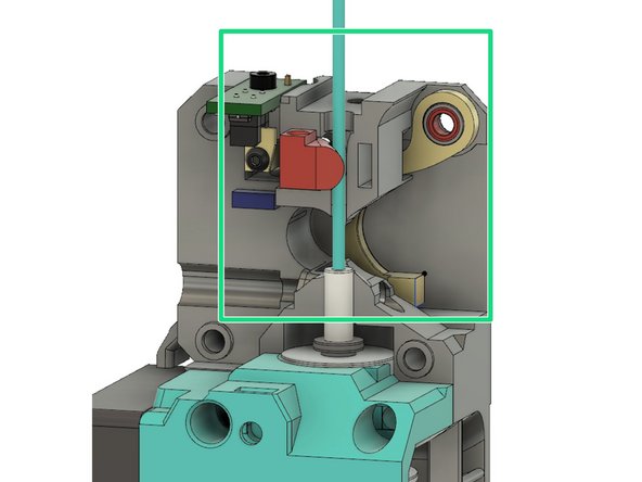 For MMU2S, internal lever senses filament separating Bondtech gears. MMU2S uses this to know when filament has reached drive gears.