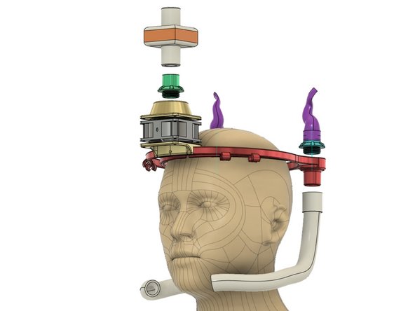 A fan draws room air through an anesthesia viral filter to fill the halo bag. Full mobility is possible with a 12 volt battery pack