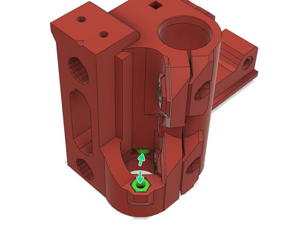 Insert M3 hex nuts to later accept T-nut mounting screws.