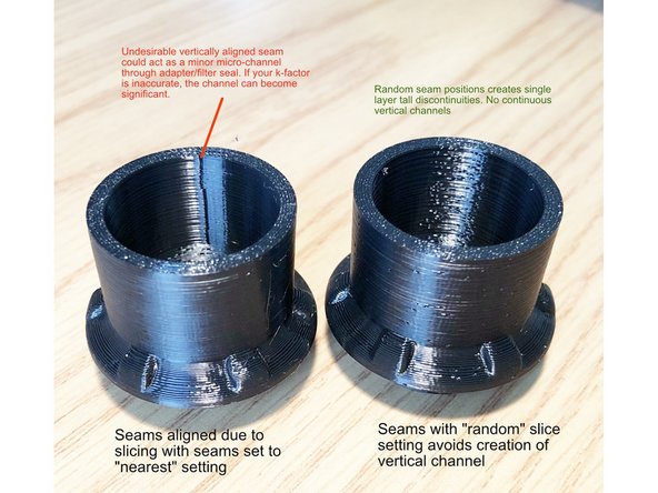 IMPORTANT SLICING SETTING for just  the bag filter 22 mm adapters. Part of filter adapter runs negative pressure. We want the seal between filter and adapter to be as good as possible. Everywhere else is positive pressure and has non-critical seal.