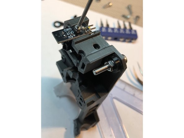 Now that the lever or armature pieces are in place, it is time to test fit the IR sensor module