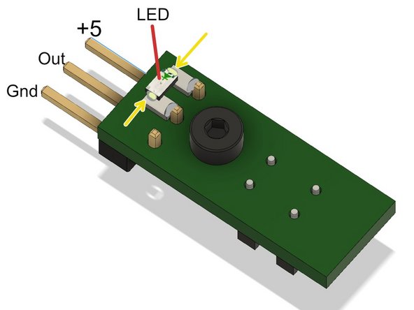 512 ohm resistor. One end soldered to +5