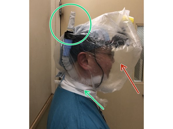 Plastic bag completely encloses head