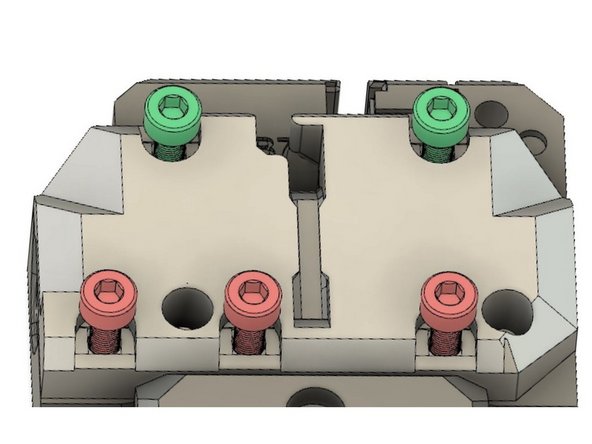 Orient two upper and one lower LMU8 bearings each with a bearing row up. (You cannot see row positions inside the bearings now, but we marked the row locations during x-axis assembly.)