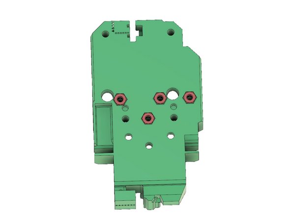 Embed four M3 nuts into front (flat mating surface) of x-carriage