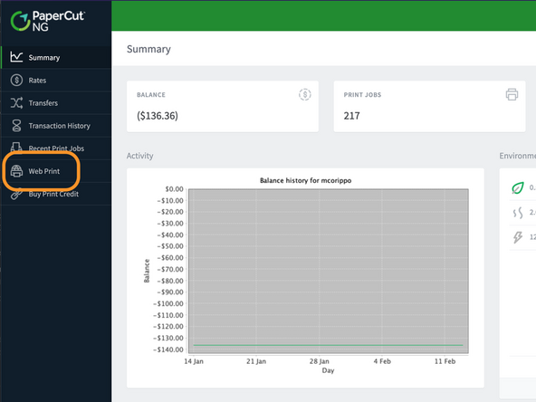 From the Summary page, click on Web Print in the left column.