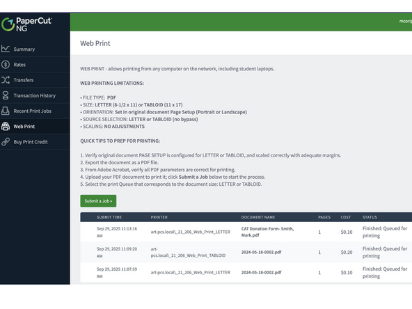 Click the Upload &amp; Complete button to print the document.