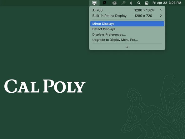 Select Mirror Displays from the drop-down menu.