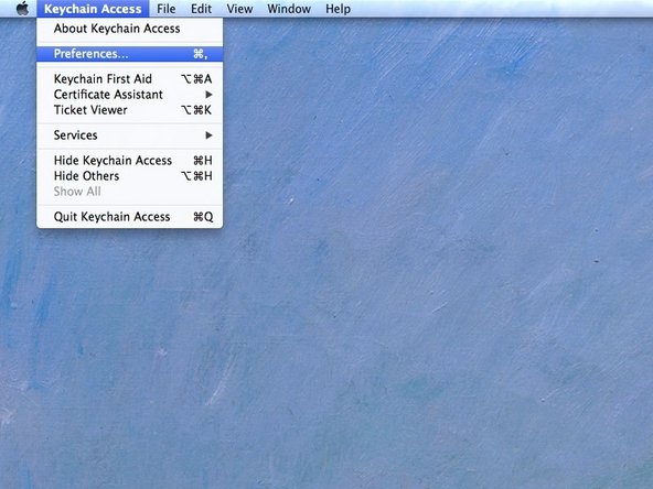 In Keychain Access, choose Preferences... from the Keychain Access menu.