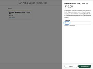 Lab Printing Credit: PURCHASING