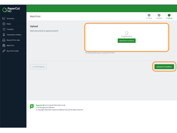 Drag your PDF to the upload box.  Once the upload is complete, a PDF icon will be displayed.