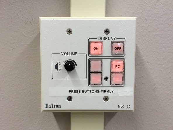 Turn on Projector: Push ON display button (button will flash while projector warms up, and remain lit when the projector is on).