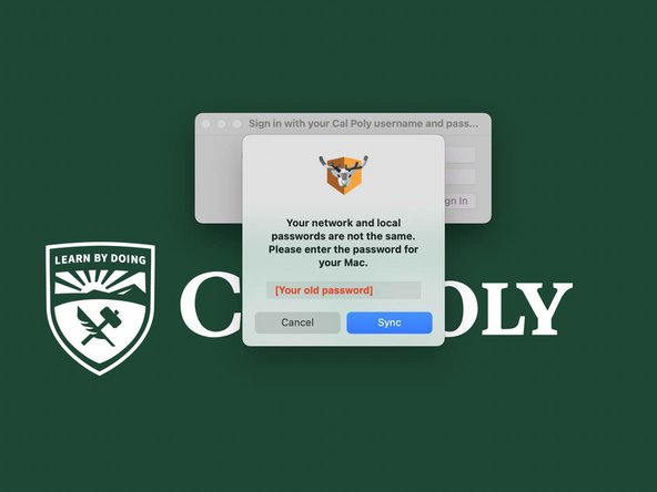 A second dialog box should appear, asking for your old Cal Poly password.
