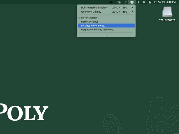 Easy access to System Preferences / Diplays is available in the drop-down menu too.
