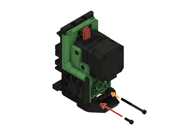 Befestigen Sie den Lüfterauslass mit einer M3x10mm Zylinderkopfschraube...