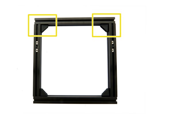 Repeat the last two steps with the rear x-extrusions at the back of the frame.
