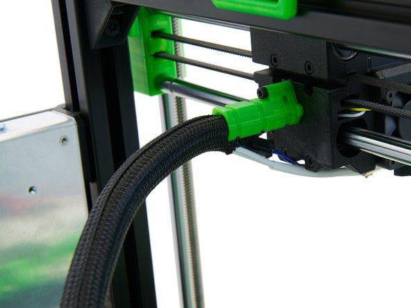 Now, route the heater cable and thethermistor cable through the rectangle and into the Techflex tube.