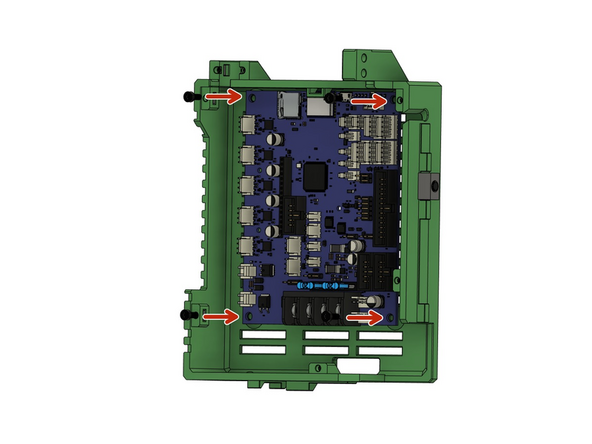 Zuletzt wird das Duet Board, mithilfe von 4x M3x8mm Zylinderkopfschrauben, an der Duet Box befestigt.