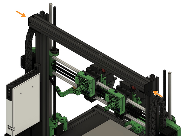 Decken Sie anschließend die beiden Ende des oberen x-Aluprofils mit Endkappen ab.