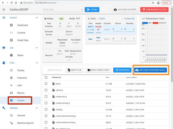 In DuetWebControl go to: