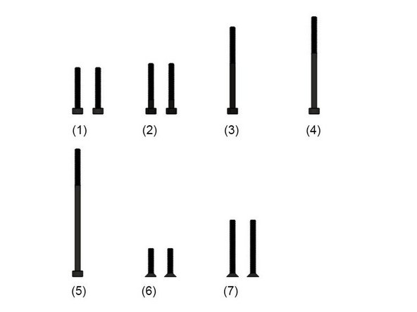 (1) 2x M3x20mm Zylinderkopfschrauben