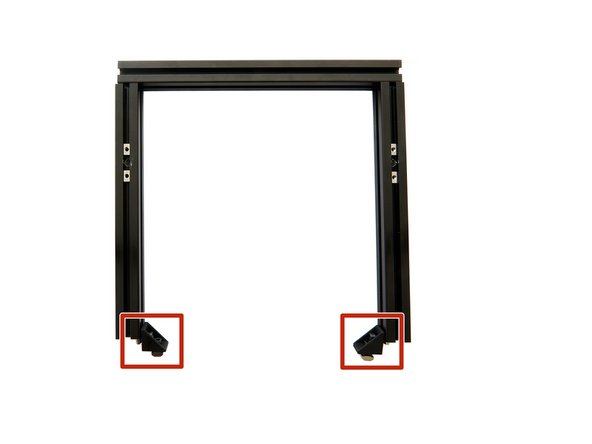 Insert one corner bracket into each of the y-extrusions.