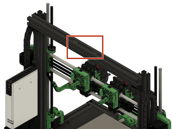 Schieben Sie 2x Nutensteine in den oberen Schlitz des oberen x-Aluprofils.