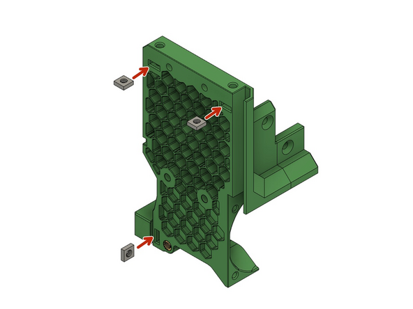 Setzen Sie 3x M3 Vierkantmuttern in die Rückseite des LGX-Halters ein.