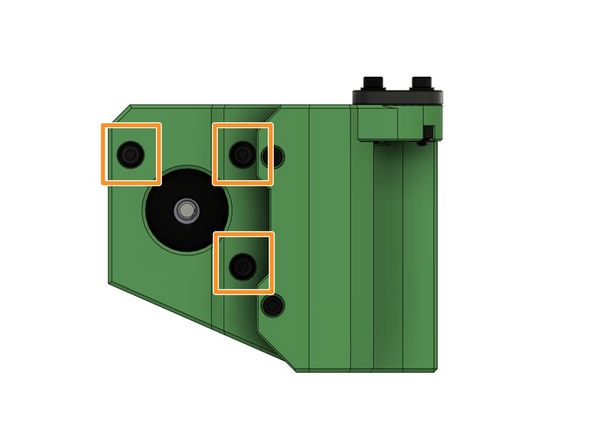 Dann befestigen Sie den Stepper Motor mit 3x M3x12mm Zylinderkopfschrauben am x-Motor Halter.