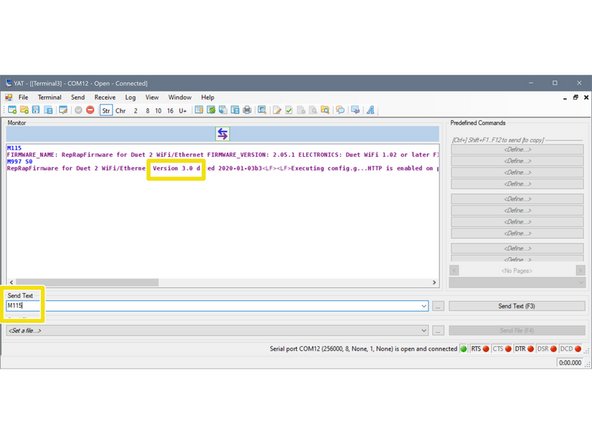 Send command M997 S0 to install the firmware. The installation will take 20 seconds