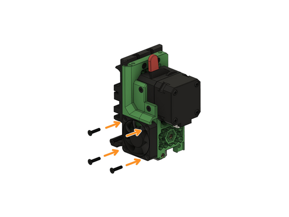 Vergrößern Sie am Sunon Fan die vier Schraubenlöcher mit einem Senker und entfernen Sie die Kabelführung.