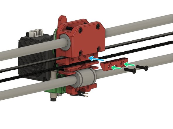 The belt must run through the lower channel of the x-carriage.