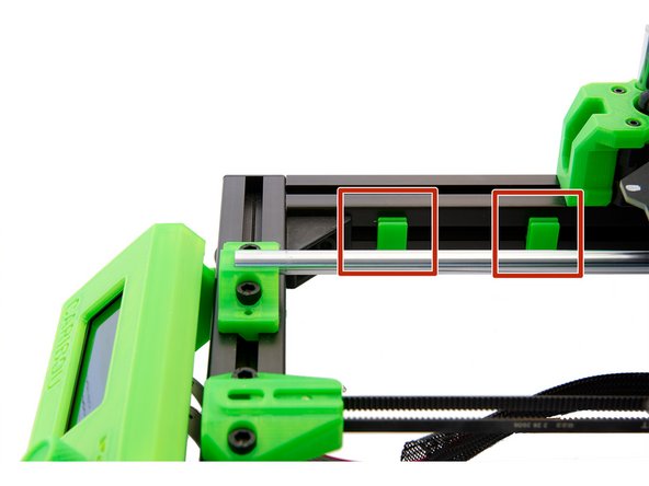 Now attach 2x display cable clips to the front right side of the left y-profile.