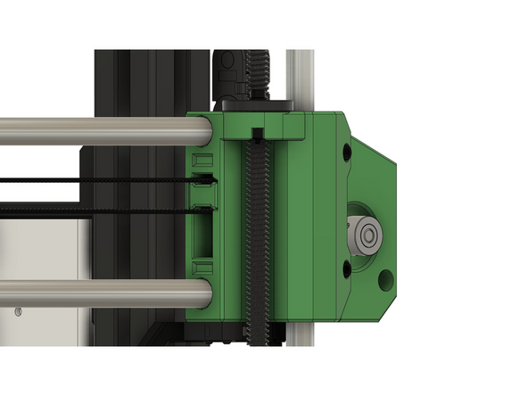 Führen Sie den Riemen über die Riemenscheibe am x-Schrittmotor im x-Motorhalter (nicht dargestellt.).