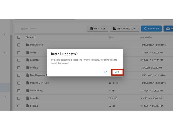 Click "yes" to upgrade to firmware.