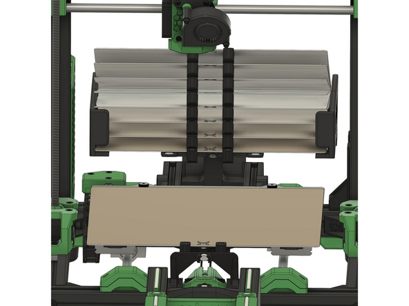The other steel sheets are now stacked, in which they must also rest against the rear of the holder. The hooks must be flush with the hooks of the underlying steel sheet.