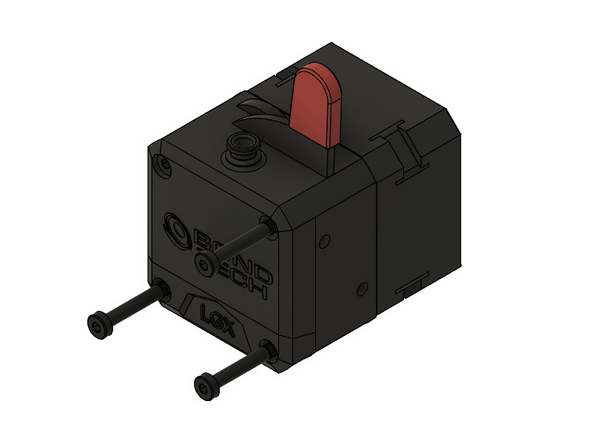 Lösen Sie die 3x M3x28mm Zylinderkopfschrauben und drehen Sie den Motor und machen Sie die Schrauben wieder fest.