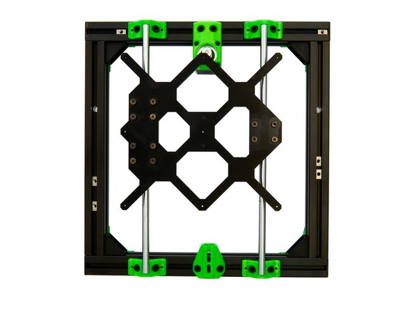 Achten Sie darauf, dass die Seite des y-Schlittens mit den zwei Kugellagern auf der linken Seite des Rahmens ist.