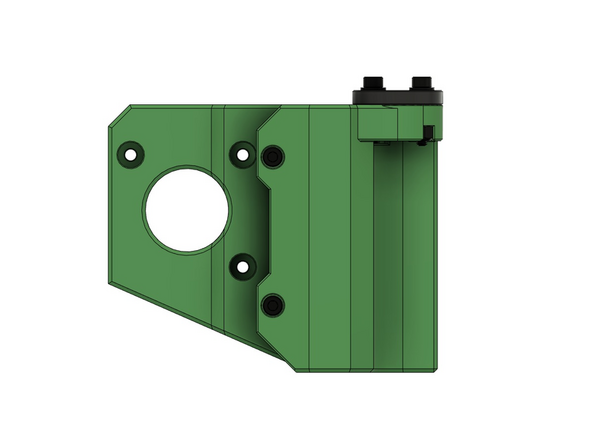Platzieren Sie einen Stepper Motor auf der Rückseite des x-Motorhalters. Der Kabelanschluss muss hierbei nach unten zeigen.