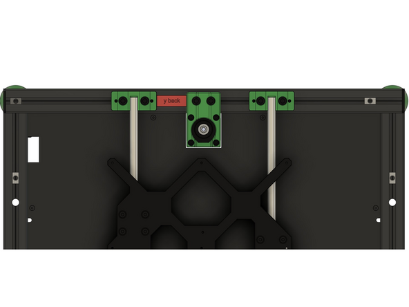 Klemmen Sie das Kalibrierungswerkzeug zwischen zwischen den beiden Bauteilen ein und ziehen Sie die beiden M6x12mm Zylinderkopfschrauben an der y-Motorhalterung an.