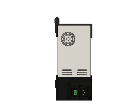 Schieben Sie nun das Netzteilkabel durch den Techflex-Schlauch. Schieben Sie den Schlauch etwa ein 1cm in das Netzteil hinein.