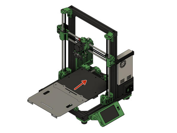 Slide the aluminum sheet holder onto the heating bed.
