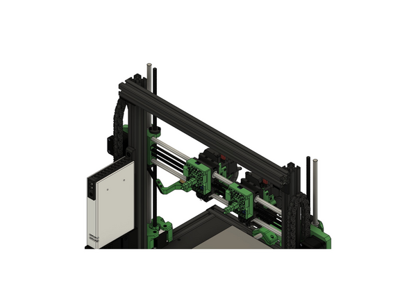 Schieben Sie das x-Aluprofil durch die Nutensteine der Eckwinkel und die Linsenkopfschrauben in Position.