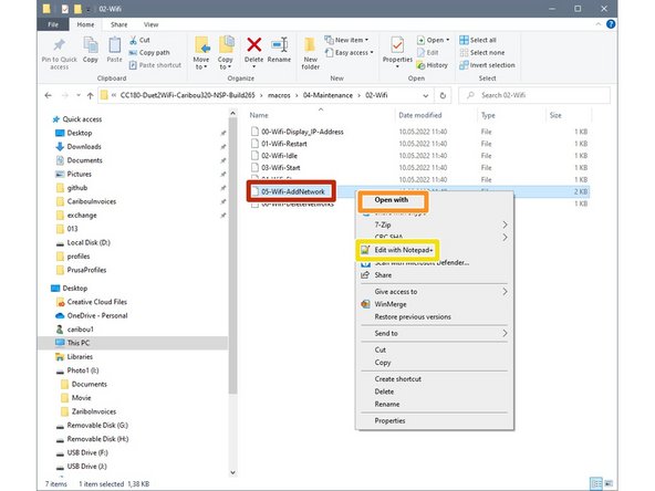 Right click on 05-Wifi-AddNetwork and a list of options will be displayed.